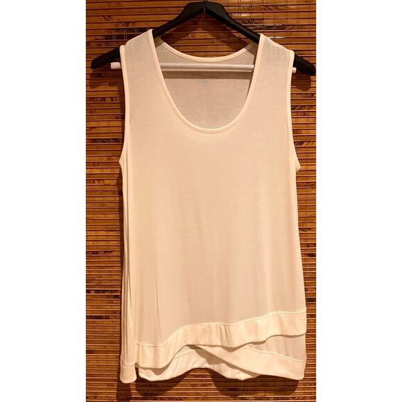 Soft Surroundings Cream Tank Top Women’s Large Modal Spandex Asymmetrical Hem - Picture 2 of 8